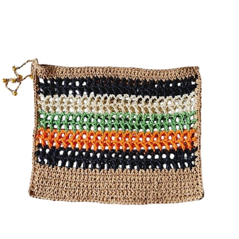 Color Pop Raffia Clutch Bag Handmade, Zippered Vibrant Color Pop Raffia Clutch Bag Handmade, Zippered Vibrant - Image 1