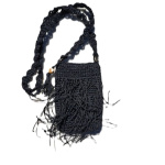 Crazy Girl's Black Raffia Mobile Phone Bag