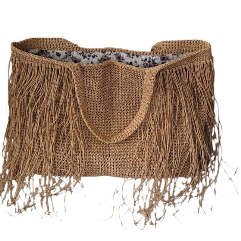 Crocheted Raffia Beach Large Straw Boho Bag Crocheted Raffia Beach Large Straw Boho Bag - Image 1