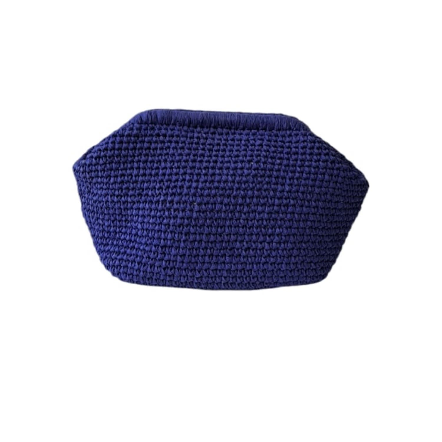 Dark Navy Handmade Raffia Clutch Bag1 Dark Navy Handmade Raffia Clutch Bag - Image 1