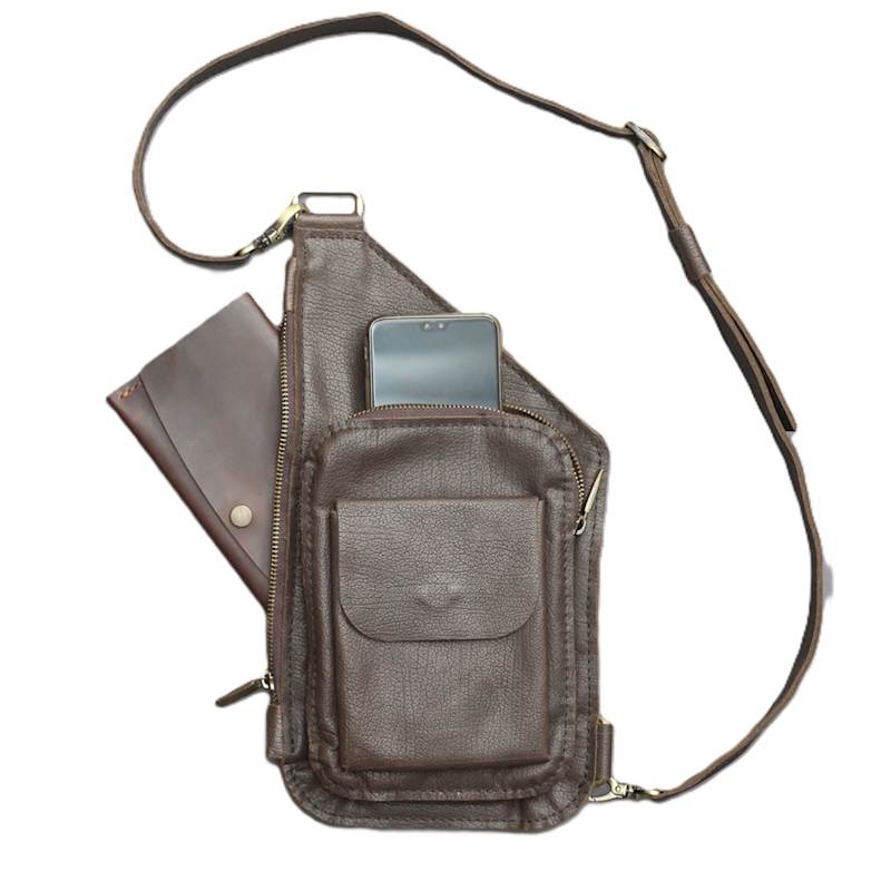 Handmade Brown Calfskin Crossbody Bag Handmade Brown Calfskin Crossbody Bag - Image 1