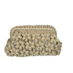 Handmade Cream Raffia Clutch Bag With Floral Motifs – Elegant Spring And Summer Purse