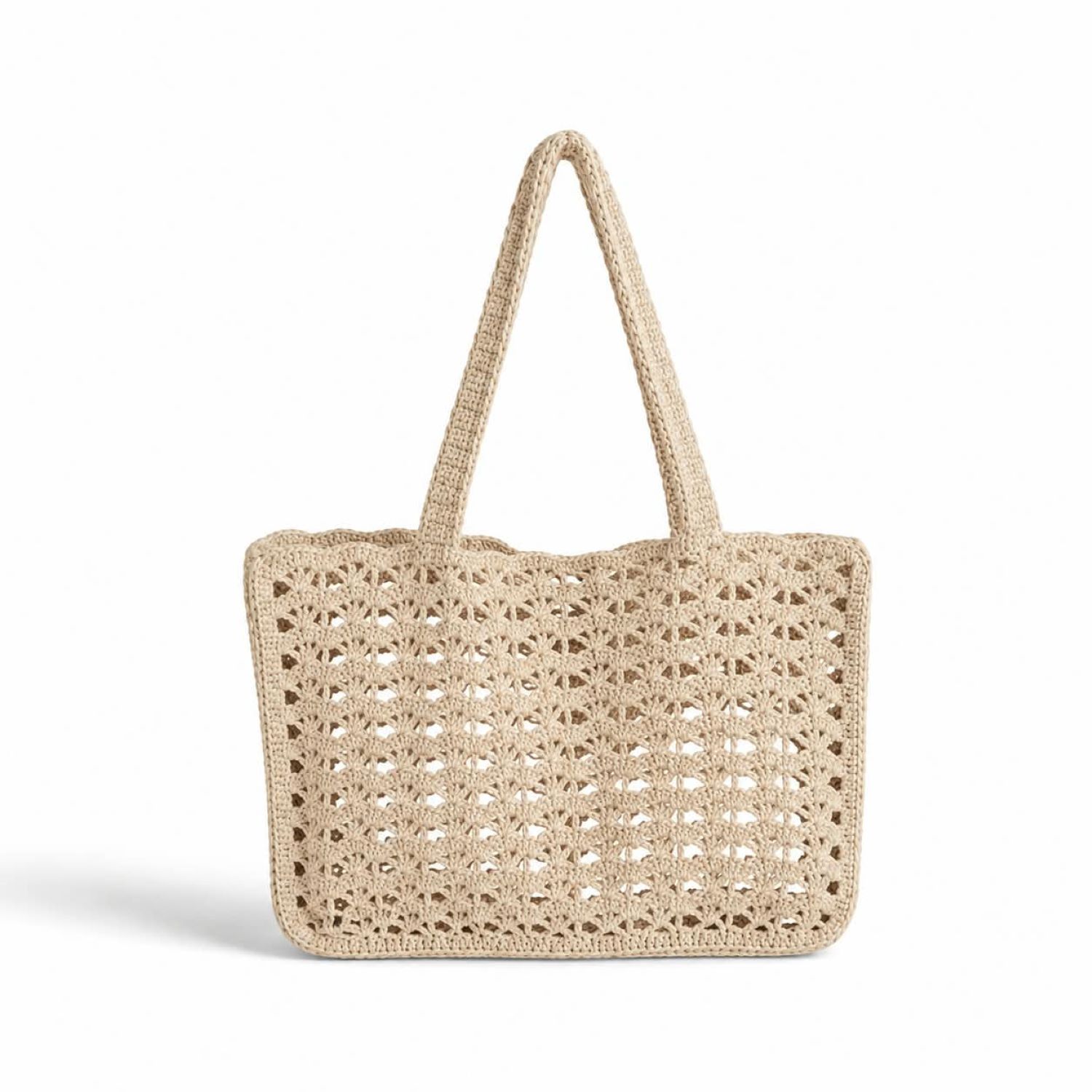 krem1 Handmade Raffia Crochet Tote Bag – Natural Large Shoulder Bag - Image 1