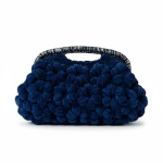 Handmade Velvet Floral Handbag – Statement Crochet Bag