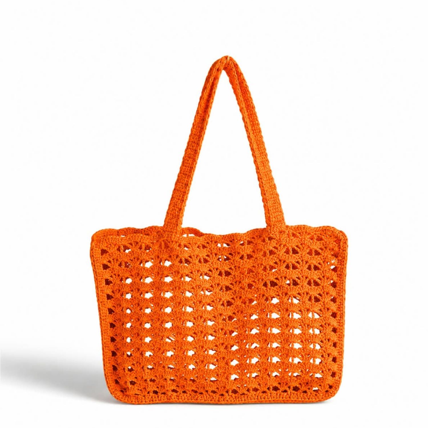 orange_1 Handmade Orange Raffia Crochet Tote Bag – Large Summer Shoulder Bag - Image 1